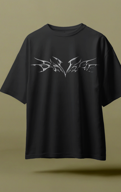 "Dark Light" Oversized Graphic T-Shirt - Black