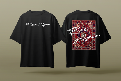 "Rise Again" Vintage Persian Rug Streetwear T-Shirt - Oversized Graphic Tee